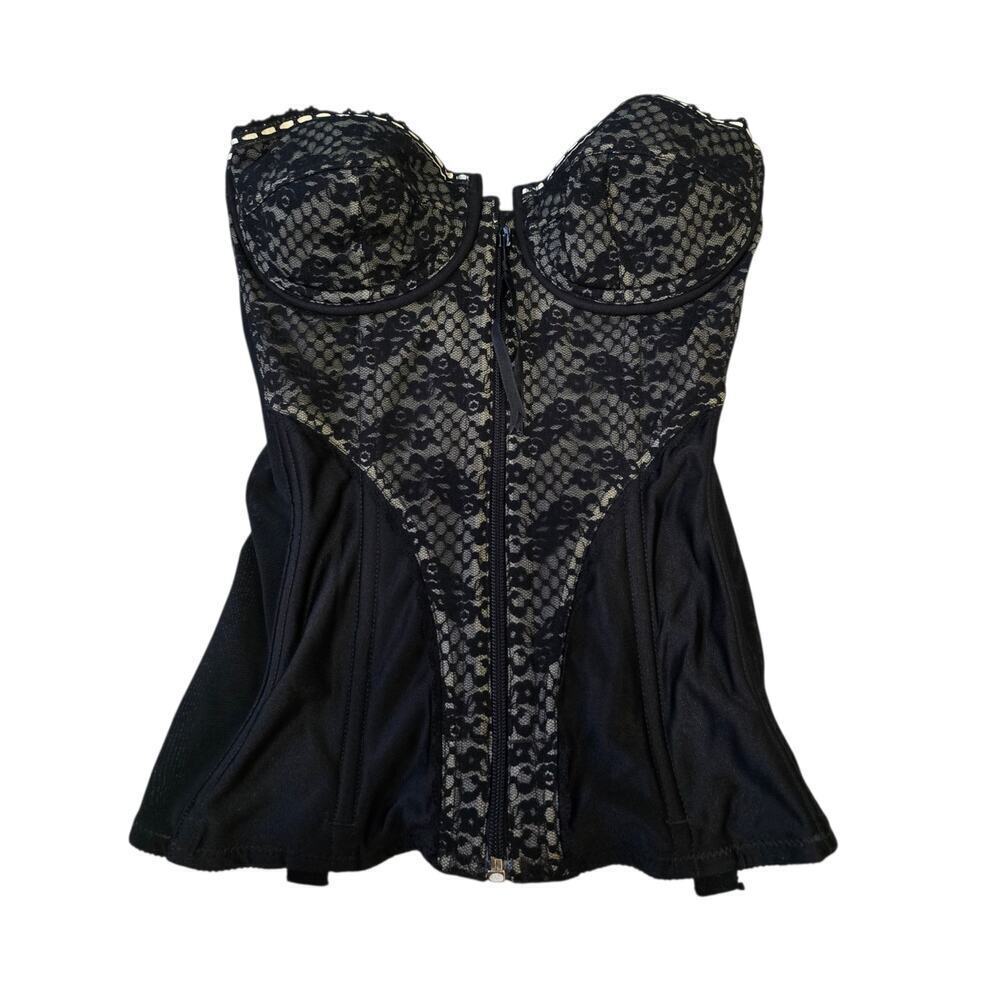 Vintage Lady Marlene Black Lace Bustier 34B Corset Top Museum Exhibit Style Goth